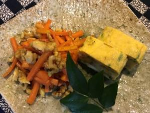 人参とクルミのきんぴら+だし巻き卵 人参とクルミのきんぴら+だし巻き卵